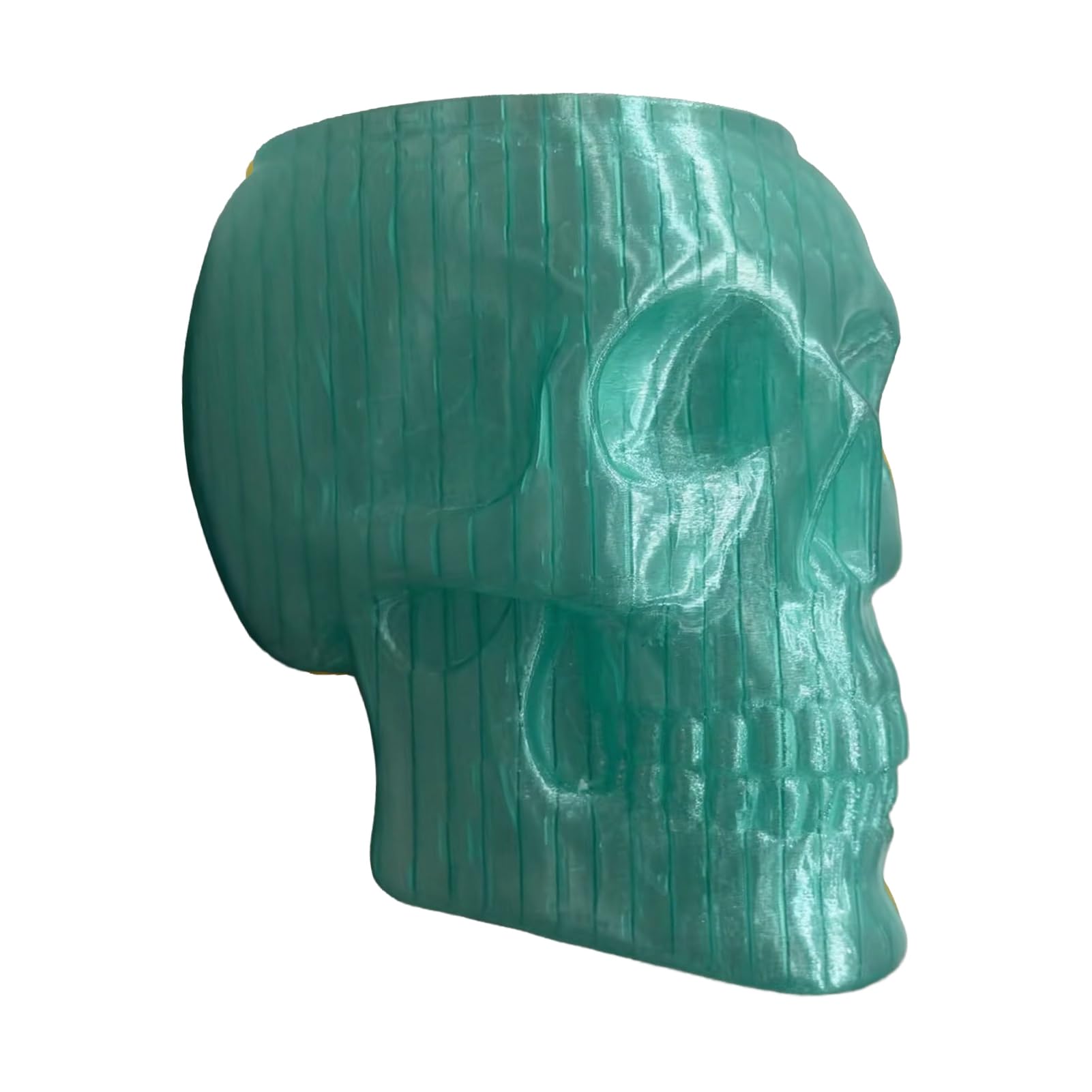 sugerou Modern Gothic Skull Vase, Durable PETG Skeleton Wall Sculpture, Hanging Skull Planter for Roses Ivy, Unique Wall Art Vase, Dark Decor Green