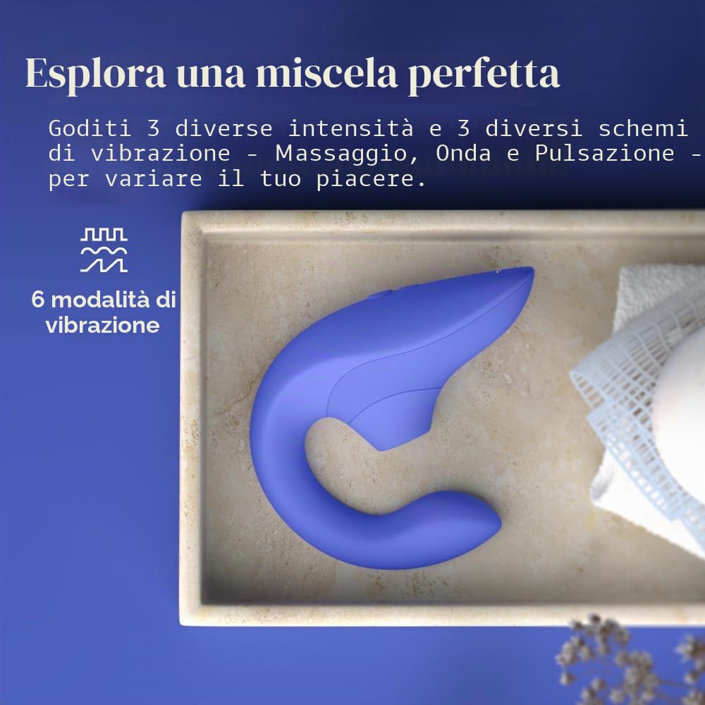 Womanizer Blend Vibratore Rabbit Stimolatore Doppio, Stimolazione Clitoridea Pleasure Air, Vibrazione per il Punto G e Risucchio del Clitoride, Sex Toy per Donne, Impermeabile e Ricaricabile - Blu