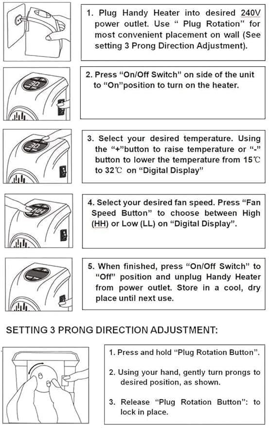 Image of Handy Wall Mounted Electric Convector Heater 400W | Silent Infrared Fan Room Heater | Energy Saving Portable Plug-in Heater for Bathroom, Bedroom, Office, Kitchen & Small Indoor Spaces (S2)