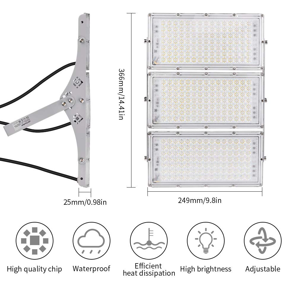 Viugreum Led Strahler 300w, IP66 Wasserdicht Led Flutlicht Mit 315 Hellen, KaltweißLeds (30000 Lm), Aktualisiert Wasserdicht & Aussehen Aluminium Led Fluter