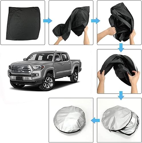 Miniatura 6 de D-Lumina Parasol para parabrisas compatible con Toyota Tacoma 2016 2017 2018 2019 2020 2021 2022 2023 2024  Protector de parasol plegable para