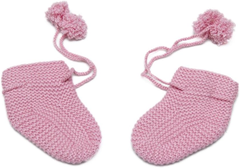 100% Cashmere Baby Bootees Socks, 4 PLY Mongolian Cashmere 26/2 Yarn, Knitted, Pink, Newborn 6-18months © Moksha Cashmere