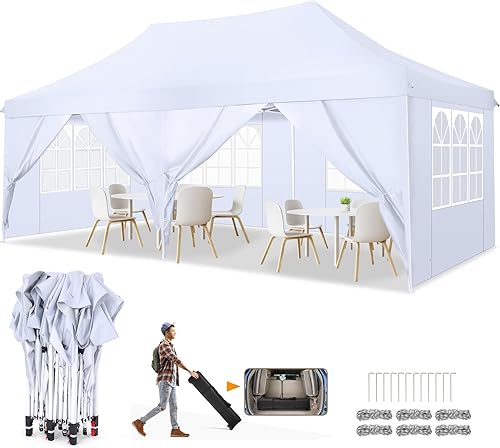 Miniatura 12 de COBIZI 10x10 Gazebos desplegables en oferta 11x11 Tienda de campaña con toldo fácil de montar al aire libre, Gazebo impermeable portátil