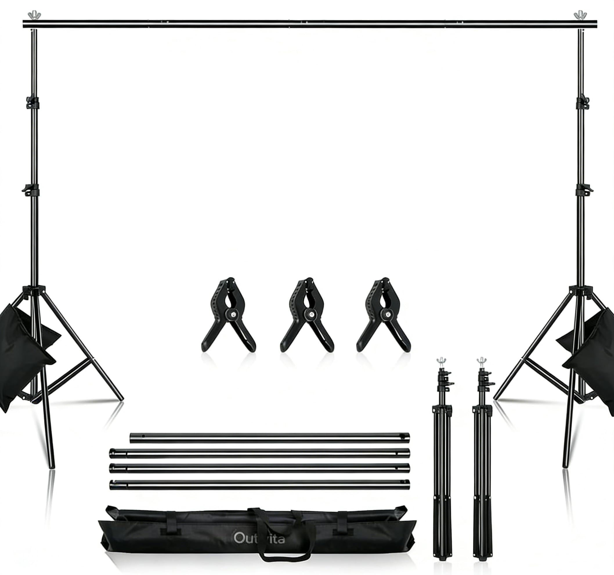 Support de Fond, 2x3m Support Fond Photo de Toile Réglable avec Sac de Transport pour Photographie/Diffusion en Direct/Mariage