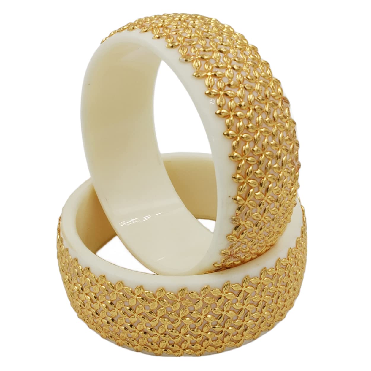 Tanvi J Gold Plated Bracelet Shakha Pola Set for Women (White, 2-8) (B0BDYCC5GV) Amazon Price History, Amazon Price Tracker