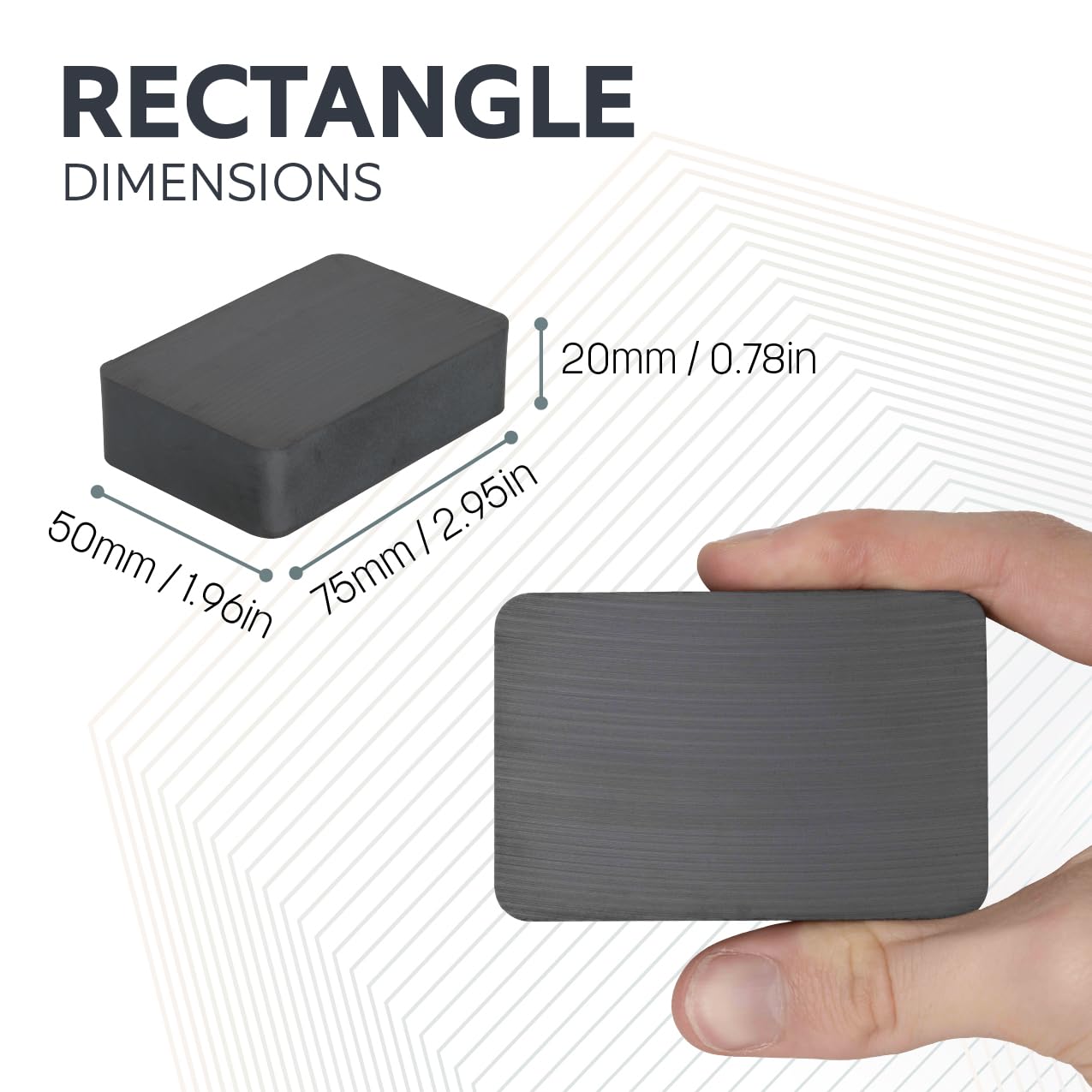 Aimant de Ferrite Y30Bh Pour Les Arts, L'Artisanat, la Fabrication de Modèles - 75mm x 50mm x 20mm D'Épaisseur - Put de 5kg - Pack de 40