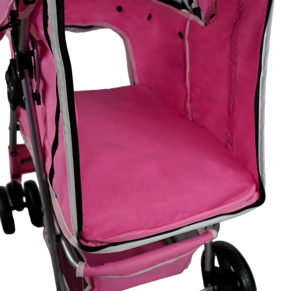 Passeggino per animali domestici Passeggino Rosa Trasportino da Viaggio Pieghevole Portata 15kg 4 Ruote Freni Gatto Cane Gancio di Sicurezza Cuscino GRATIS Copertura Antipioggia Impermeabile