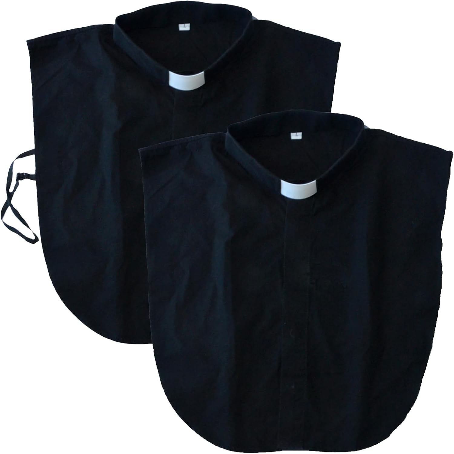 YIZHONG Clergy Collar Shirt Men Women Black Cotton Concealed Button Placket Includes 2 Collar Tabs M-XXL