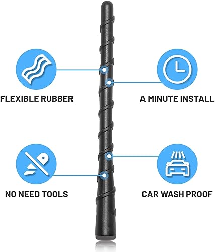 Miniatura 7 de Anina Mástil de antena de techo de poste de automóvil de 7 pulgadas para Hyundai Kia 1995-2019, antena de goma en espiral para recepción de señal