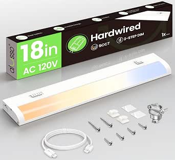 ALUSSO Hardwired 120V Under Cabinet Lighting, 18 Inch Counter Kitchen Closet