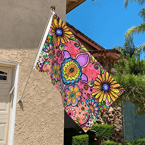 Fiokroo Hippie Art Flowers Flag 3X5 Ft Outdoor Polyester Garden Flag Double Sided Banner For Yard Lawn Porch Balcony Home Decorations #TOP7