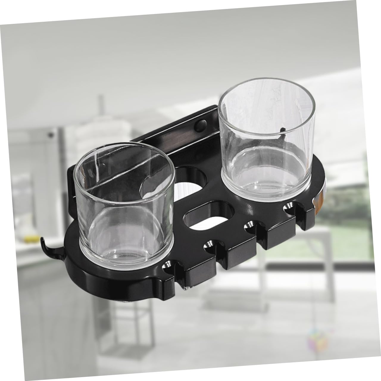 Zahnbürstenhalter mit Haken Schwarz, aus Space Aluminium