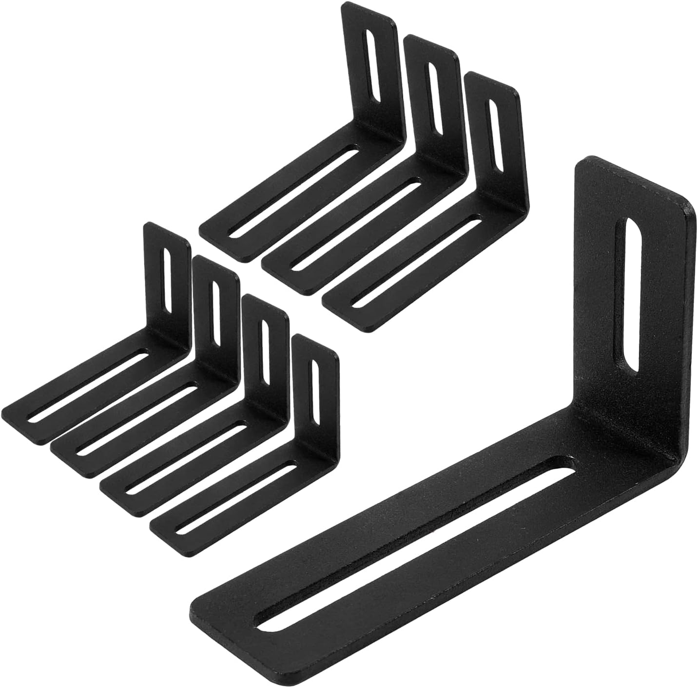 4 Inch Adjustable Angle Bracket, 8 PCS Heavy Duty L Brackets for Wood, L-Shape Corner Brace with Slot, Metal Right Angle Brackets Black Floating Shelf Bracket for Holding, Mounting, and Fixing