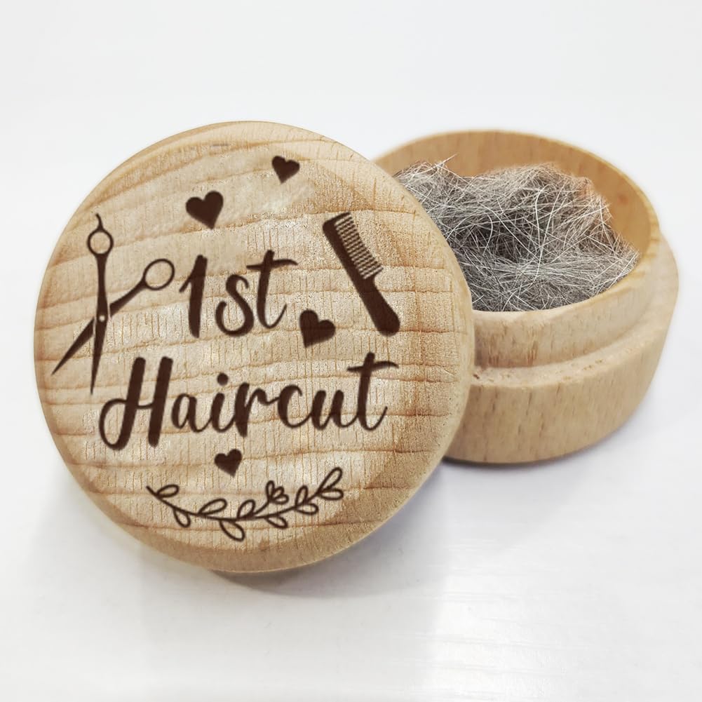 AHANDMAKER Scatola dei ricordi per i primi capelli, in legno, 3D, per conservare i ricordi dell'infanzia, per baby shower, regalo di compleanno