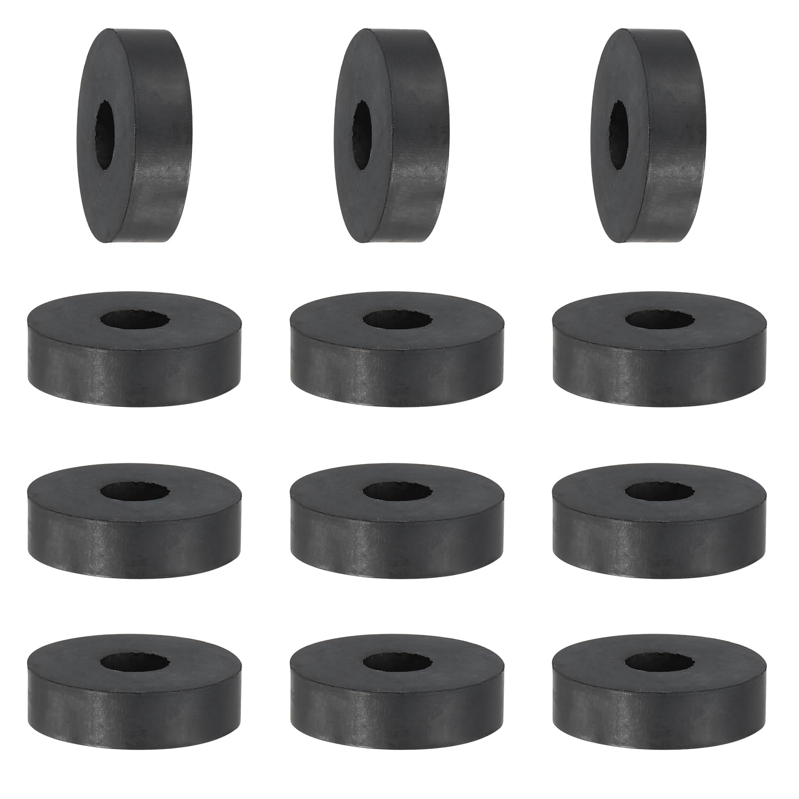 YELARXI Rubber Spacer, Thick Rubber Bushing Washers Anti Vibration Spacer Round Isolation Pads, 0.7" x 0.2" x 0.2"(18 x 6 x 5 mm) Fit for Hardware Home Car Accessories (12 Pack, Black)