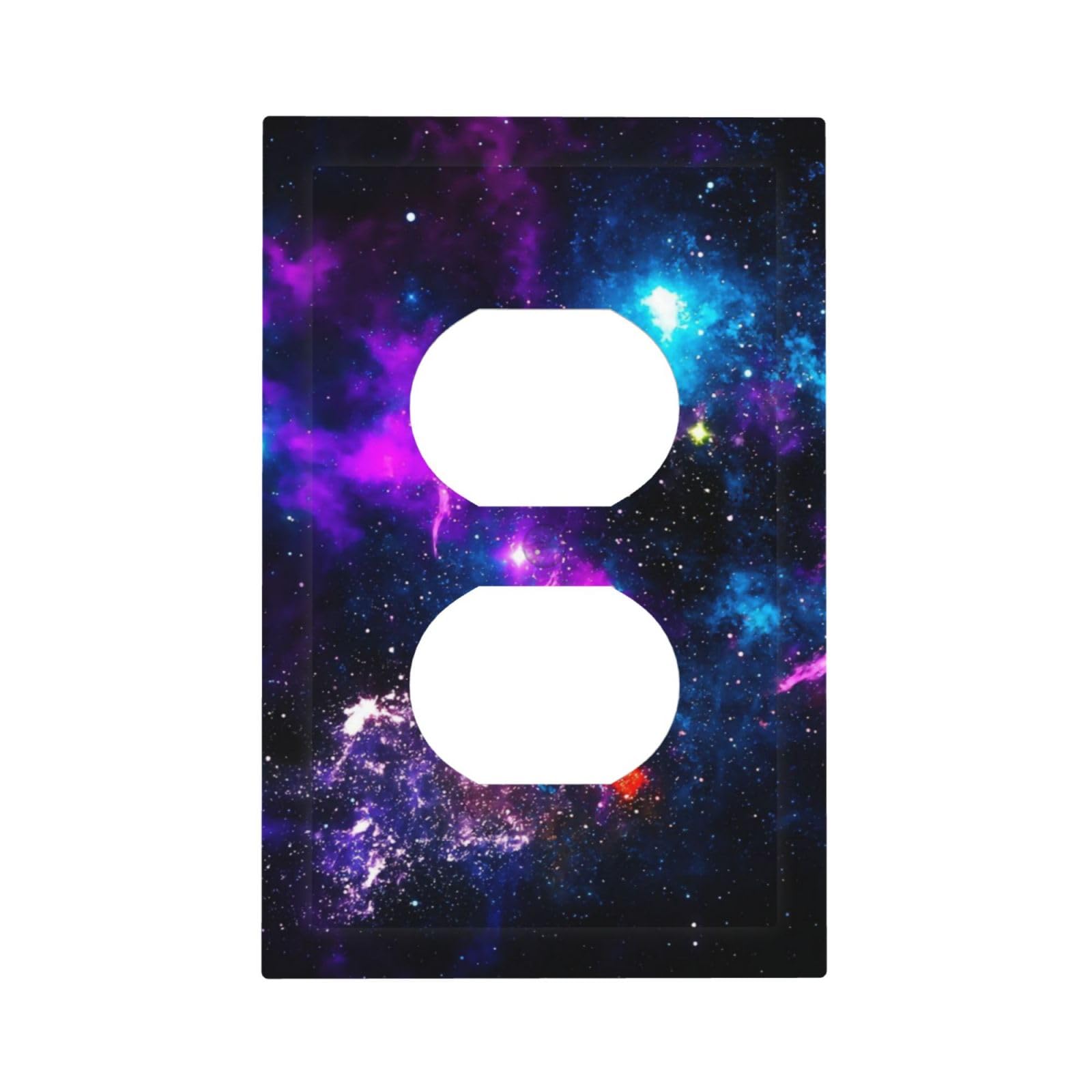Outer Space Colorful Starry Sky Galaxy Planet Outlet Covers 1 Gang Duplex Light Switch Cover Decorative Switch Plates Electrical Receptacle Faceplate