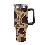 JOJOART Large Capacity Car Cup 40 Oz Duck Vintage Camouflage Stainless Steel Travel Tumbler Coffee Mug Insulated Bottles Tumbler with Lid And Straw Leak-Proof