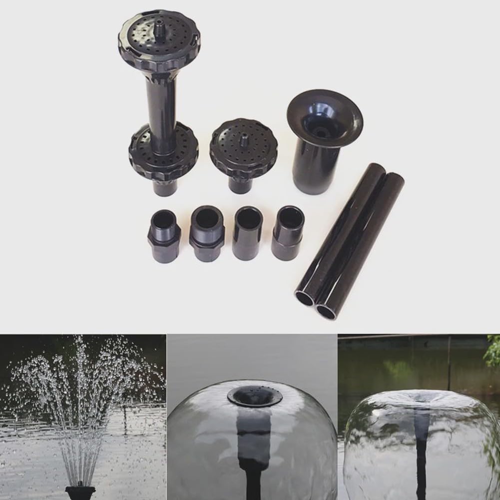 FABULETTA Set di teste per fontana in plastica con ugelli regolabili in altezza e tubo di prolunga per acqua da giardino e laghetto, confezione da 2 pezzi (B)