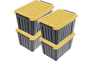 Nazhura Large Capacity Plastic Storage Bins with Lids, Set of 4