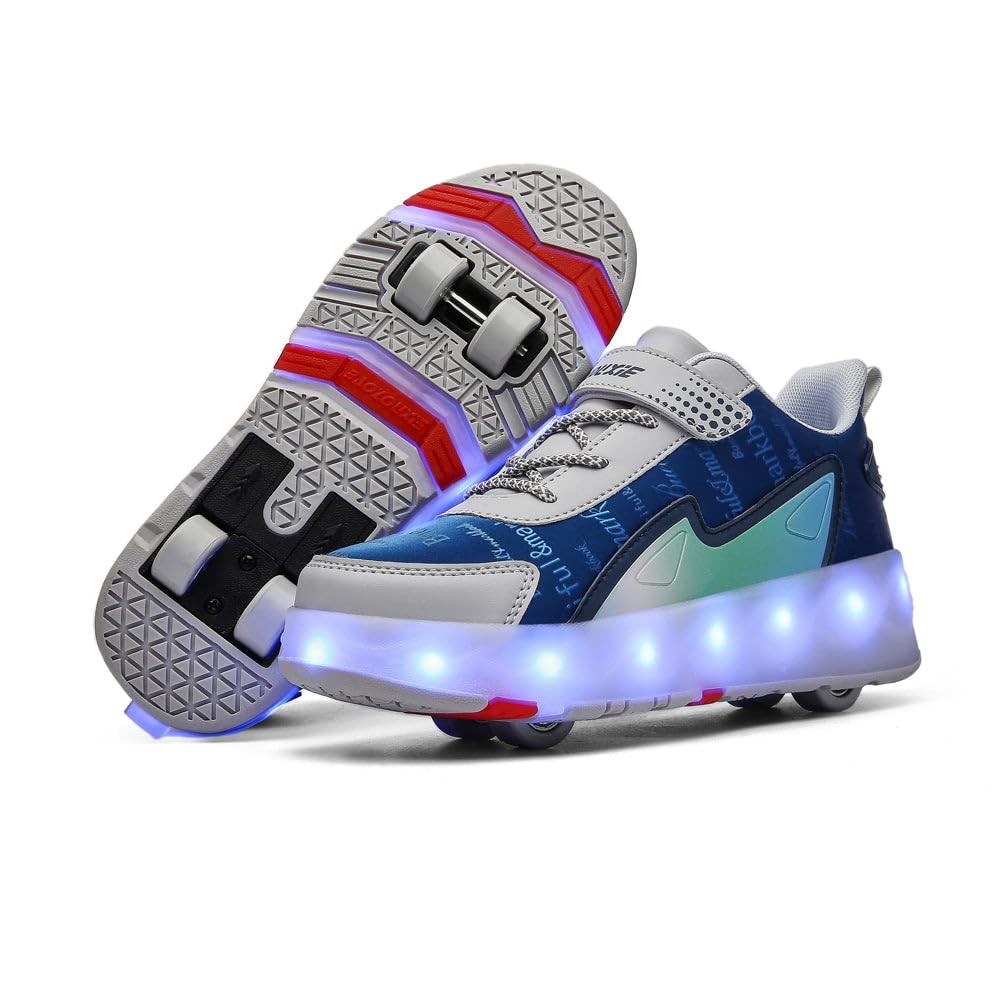 Sneaker per Bambini,Scarpe da Skateboard a Due Ruote,Luce a Cambio Colore Regolabile,Ricarica USB,universali per Ragazzi e Ragazze,Nero Rosa Oro Argento 27–40 EU