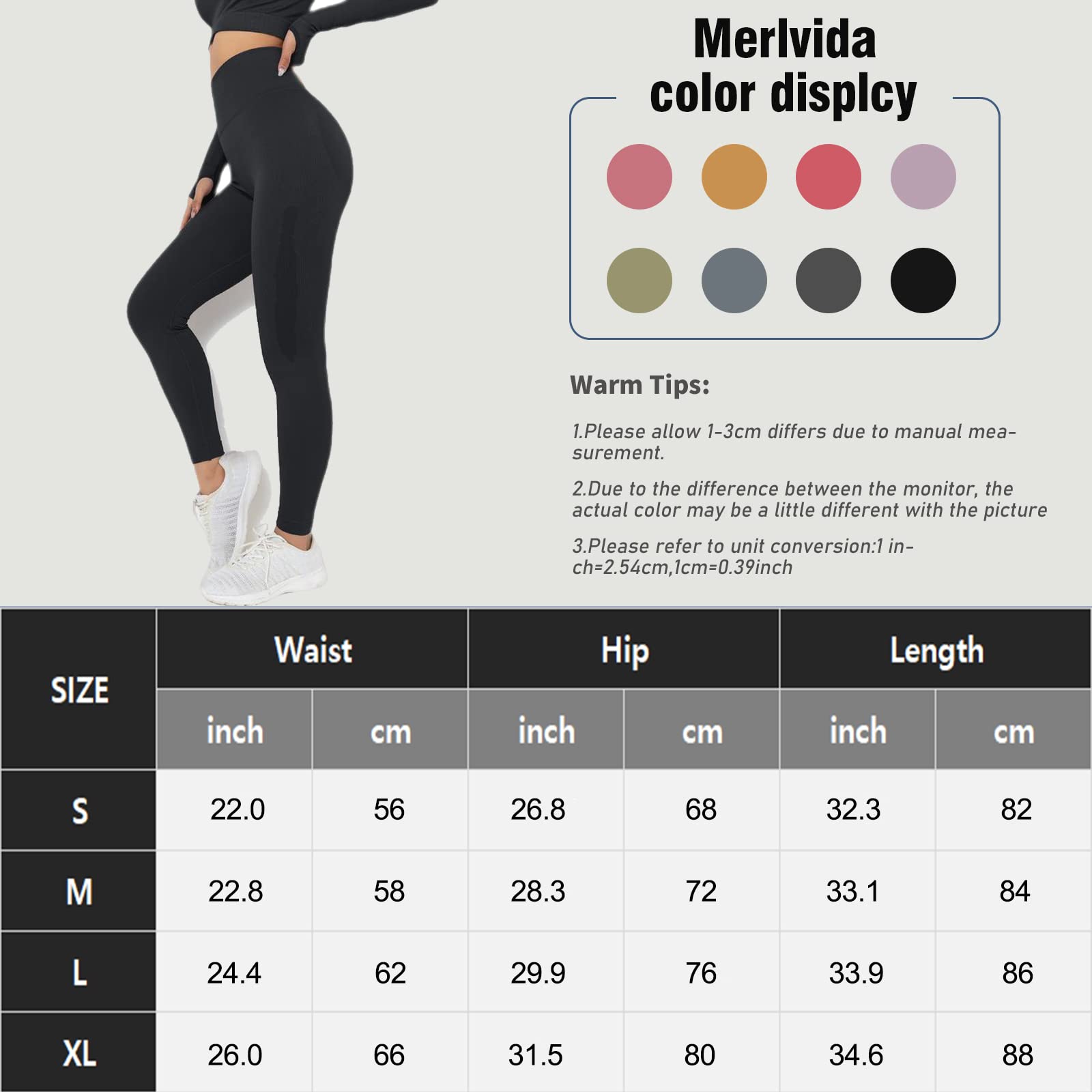 Merlvida Leggins Sportivi Donna Vita Alta Leggings Push Up Pantaloni Palestra Controllo della Pancia Anticellulite Pantacollant Opaco Elastici Tuta Collant Abbigliamento Sportivo Donna Yoga Fitness