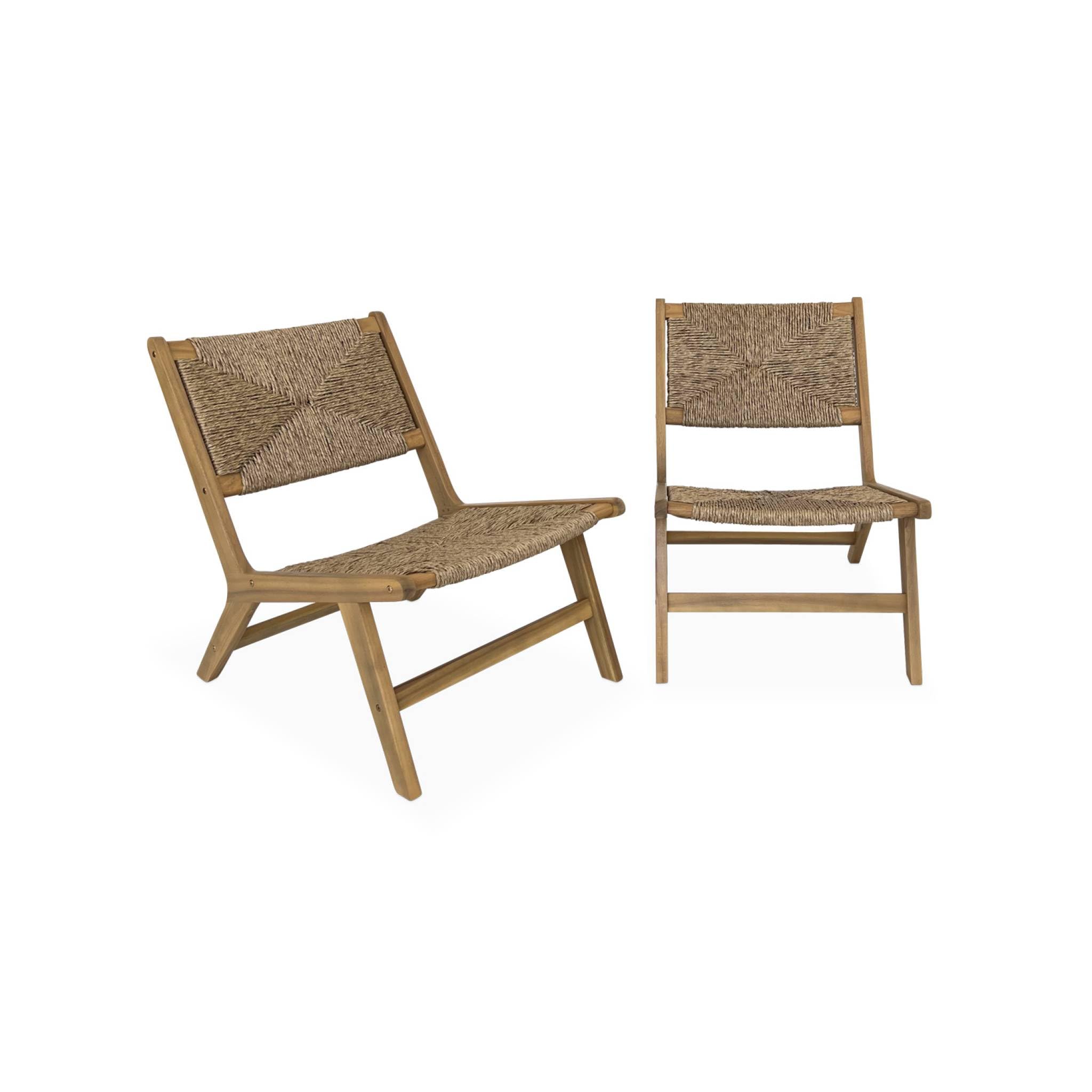 Alice's Garden sweeek - Lot de 2 fauteuils Relax de Jardin en Bois et résine Effet Paille. intérieur/extérieur