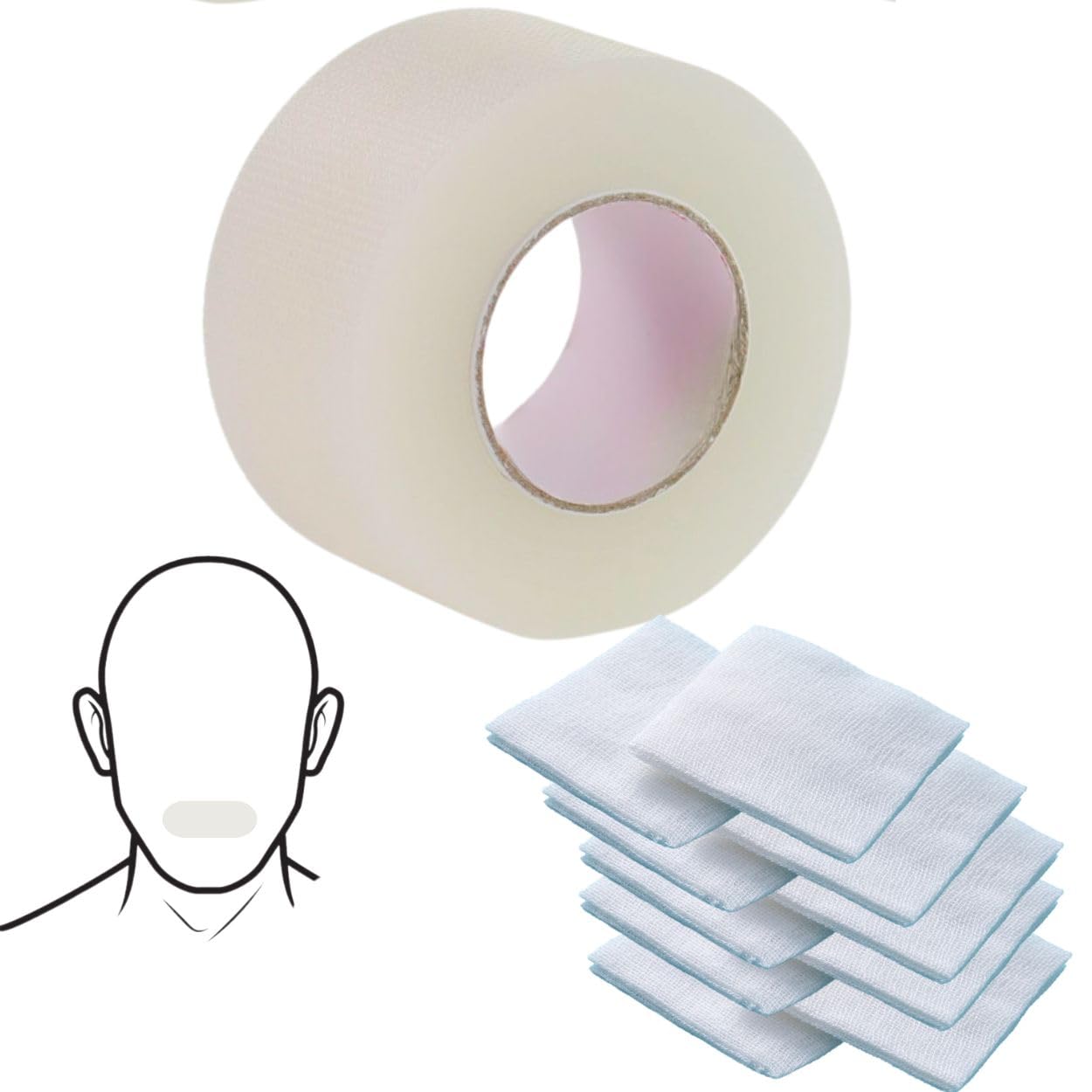 Transparent Medical Tape 2.5cm x 9.1m 1 Roll +10pcs Gauze Swab | Mouth Tape Anti Snore Snoring Aids| First aid Tape for Dressings | Clear Micropore Tape| Surgical Tape for Sensitive Skin