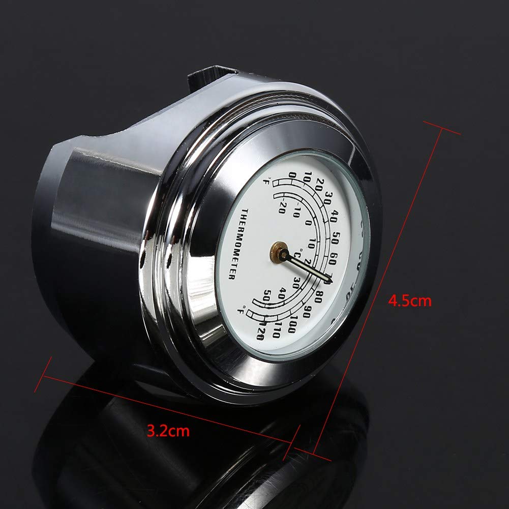 Keenso Motorrad Thermometer, Motorrad 7/8 Zoll - 1 Zoll Lenke Wasserdicht Thermometer mit Rutschfester Gummipad für Motorrad/Cruiser/Chopper