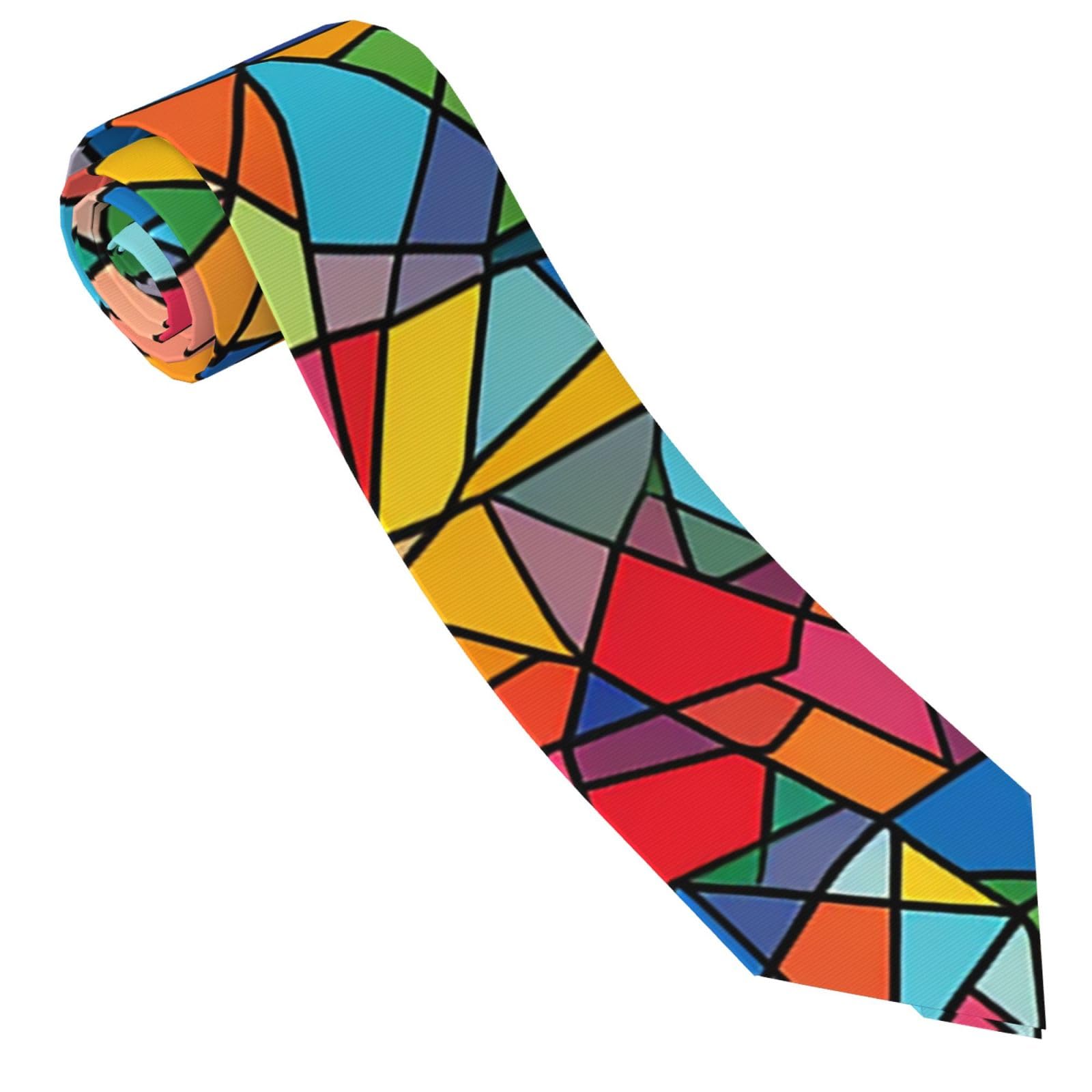 peiyeety Bright Geometric Shapes Mens Ties Classic Silk Tie Formal Neckties Woven Jacquard Neck Ties