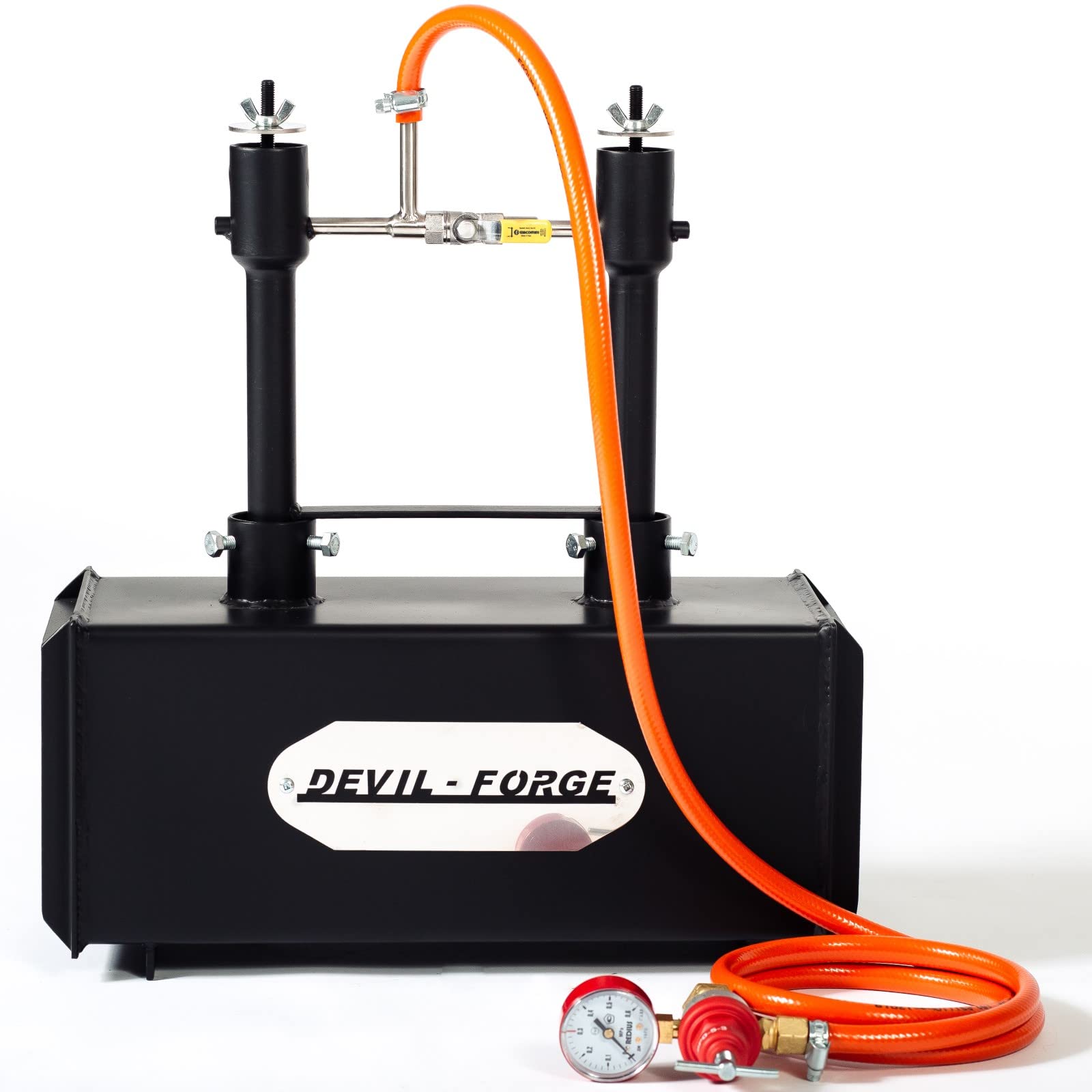 DEVIL-FORGE Fragua de gas DFPROF2 Horno de Forja, 2 Quemadores DFP (160.000 BTU) usas 1 o 2, Válvula de bola de gas, Estrangulador de aire, Fabricación de cuchillos, Herrero, Herrador, 1370°C