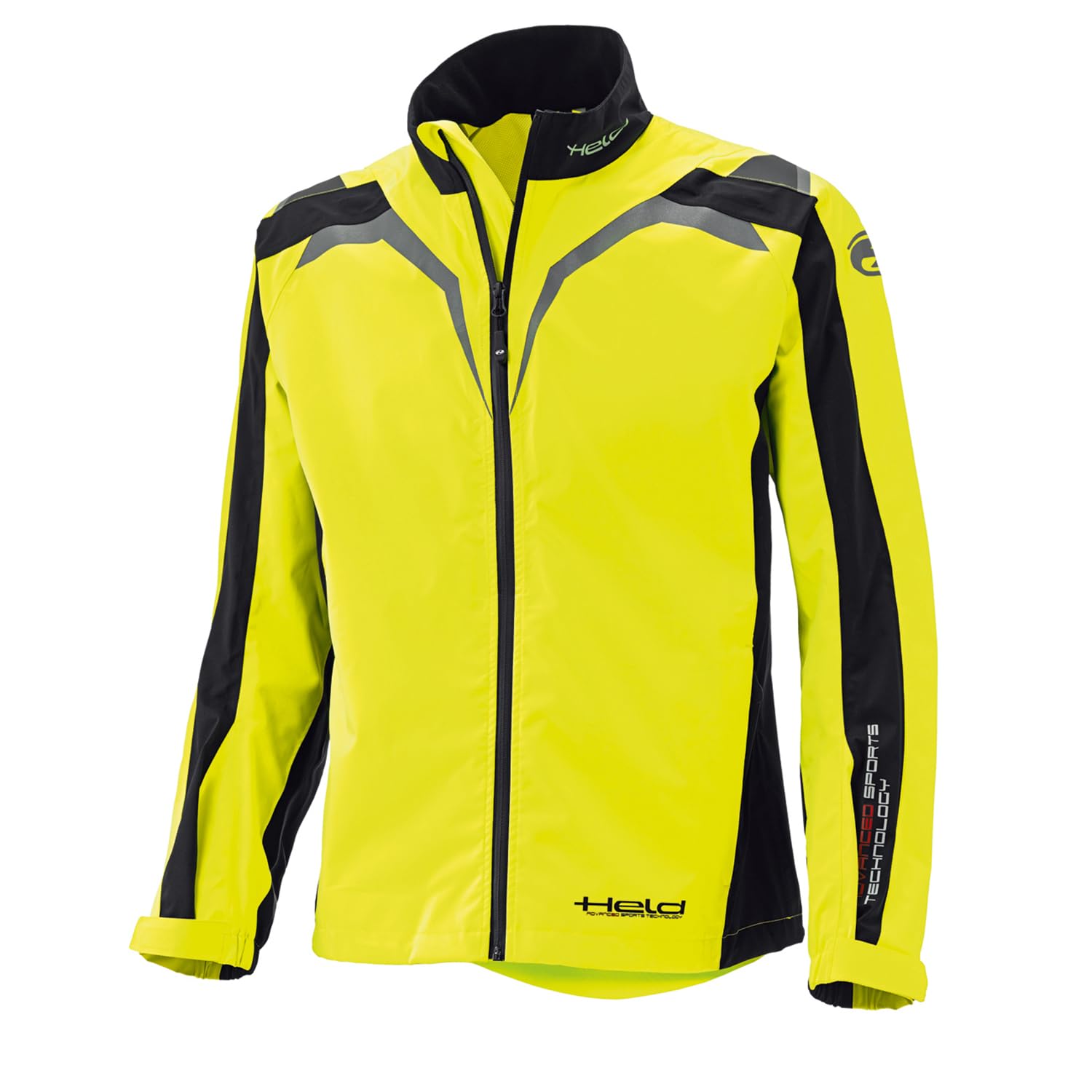 Held Rainblock 2 Top - Sport Motorrad Regenjacke Damen - Membrane 100% Wasserdicht, Atmungsaktiv - Reflex Einsätze - Außentaschen - Ärmelsaum weitenverstellbar - Schwarz Neongelb