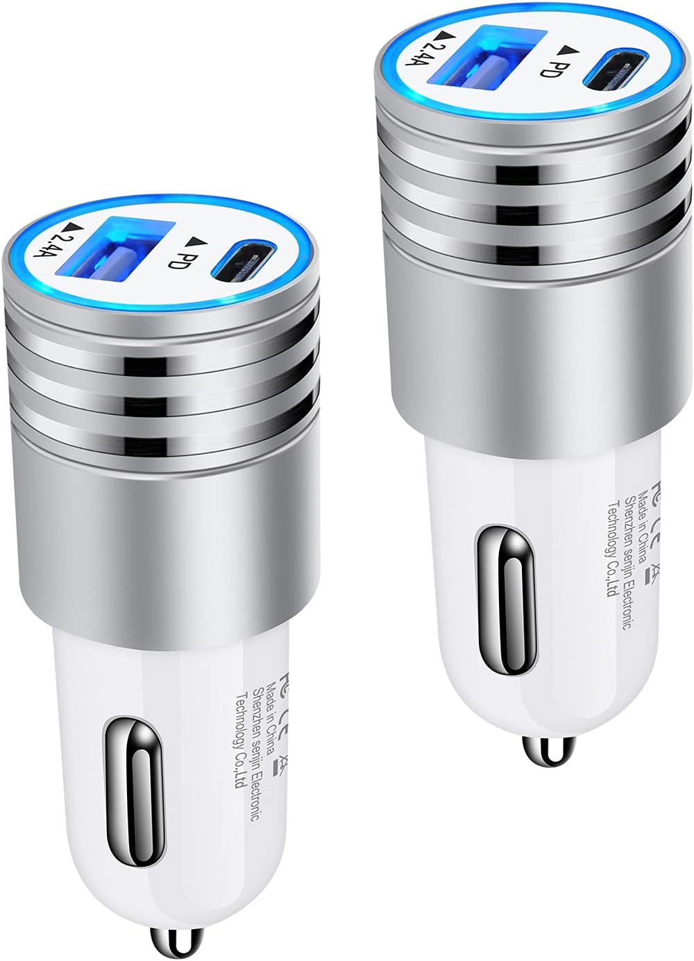 Car Charger USB C, 2Pack 30W PD+2.4A Dual Port Fast Charge Car Adapter Type C Rapid Car Charging Plug Cigarette Lighter for iPhone 15/14/14 Pro/14 Plus/14 Pro Max/SE/13/13 Pro Max/12 Pro Max/11/XR/X