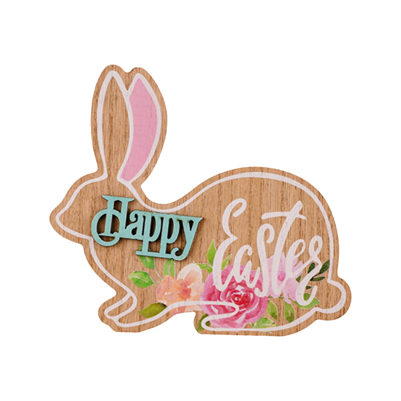 Tsophreniq Ornaments Rabbit-shaped Decorations Items Wood Decoration & Hangs Yard Statues and Sculptures Desktop
