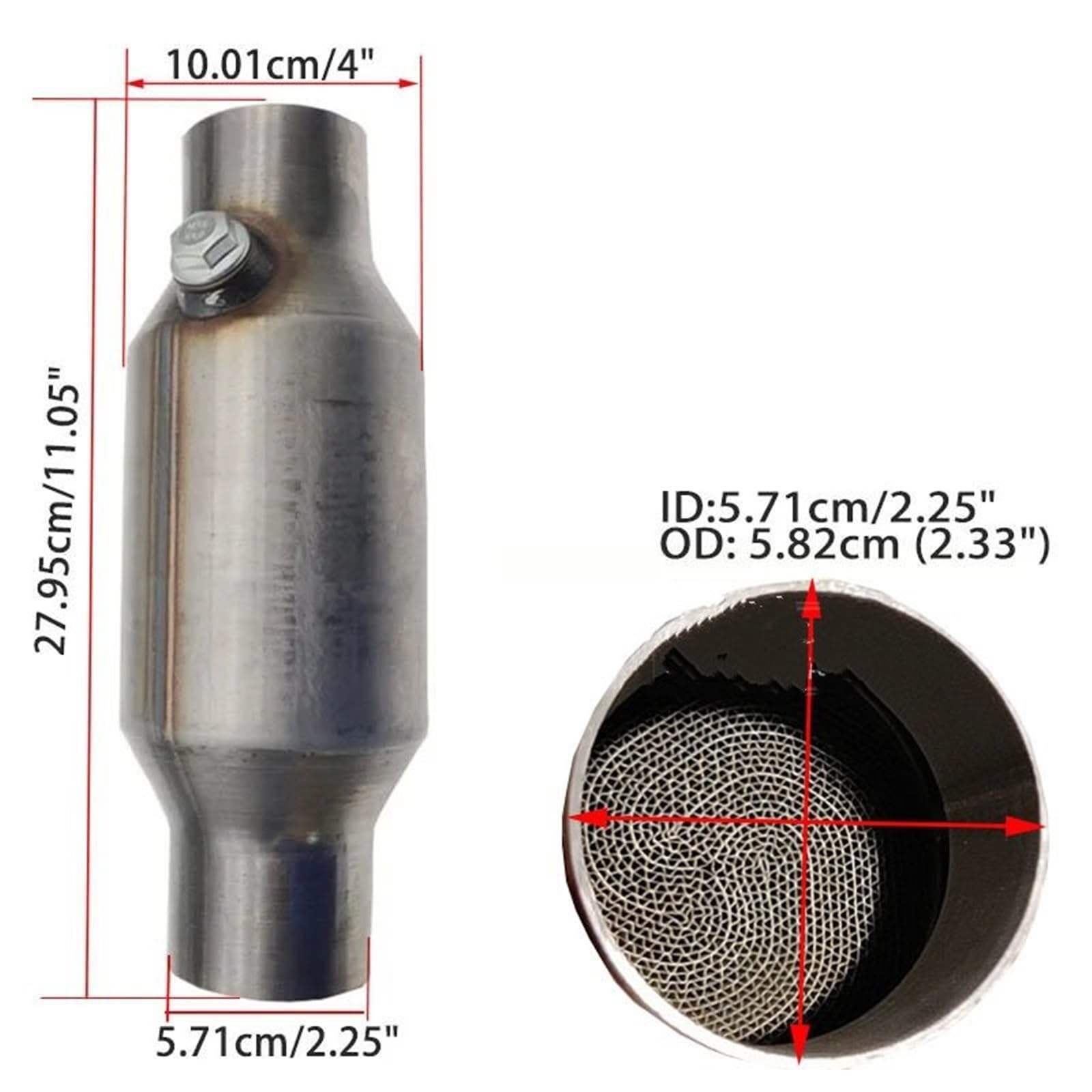 katalizator samochodowy Uniwersalny 200-komorowy katalizator wyścigowy o wysokim przepływie i metalowym rdzeniu „Euro 1 Sport” | 2.25 inch 200CPSI