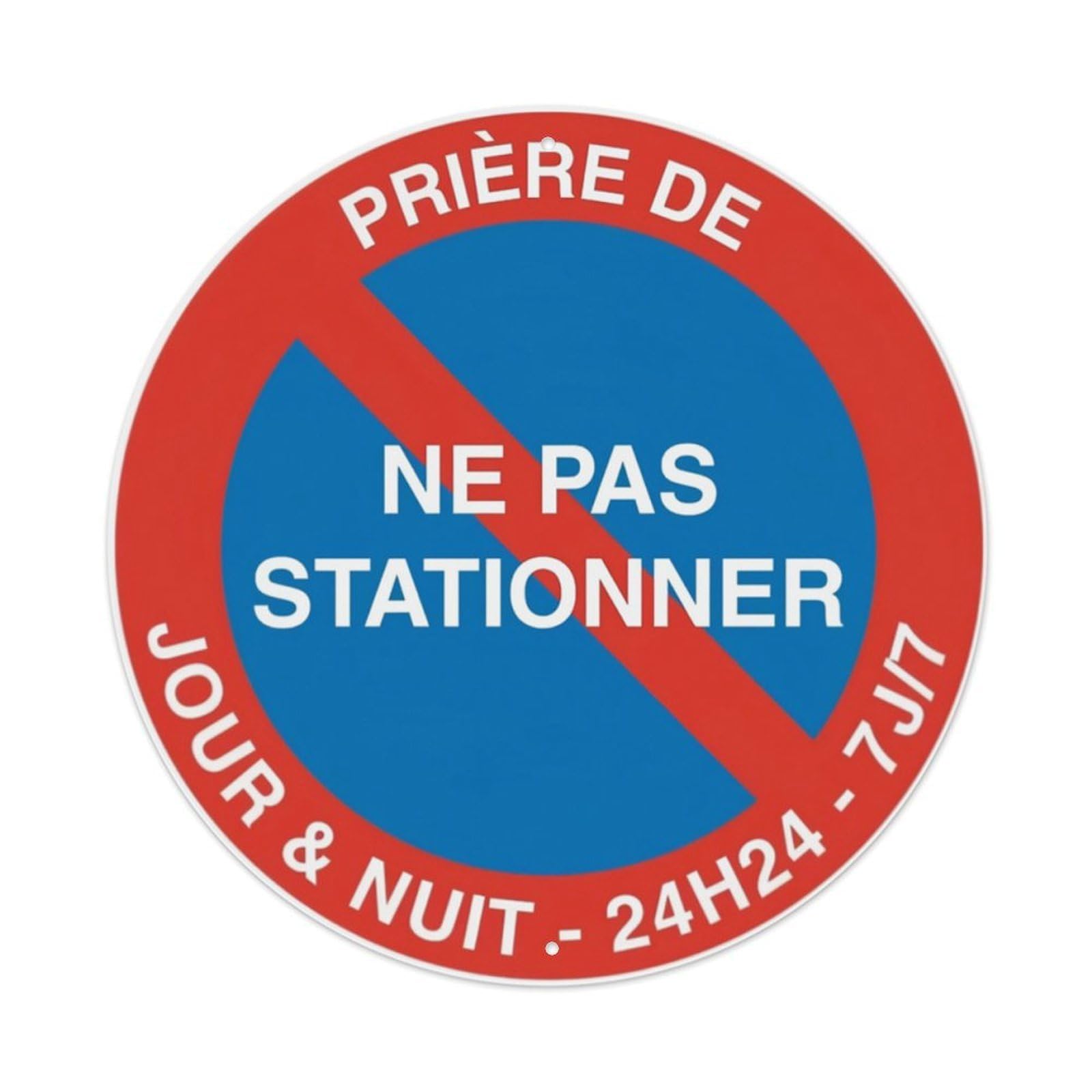 Ldfuieksufg Style French No Parking 24 Hours Traffic Warning Round Wall Sign Vintage Aluminium Metal Sign, Retro Wall Decor For Home, Bar, Garage & Farmhouse 20X20cm