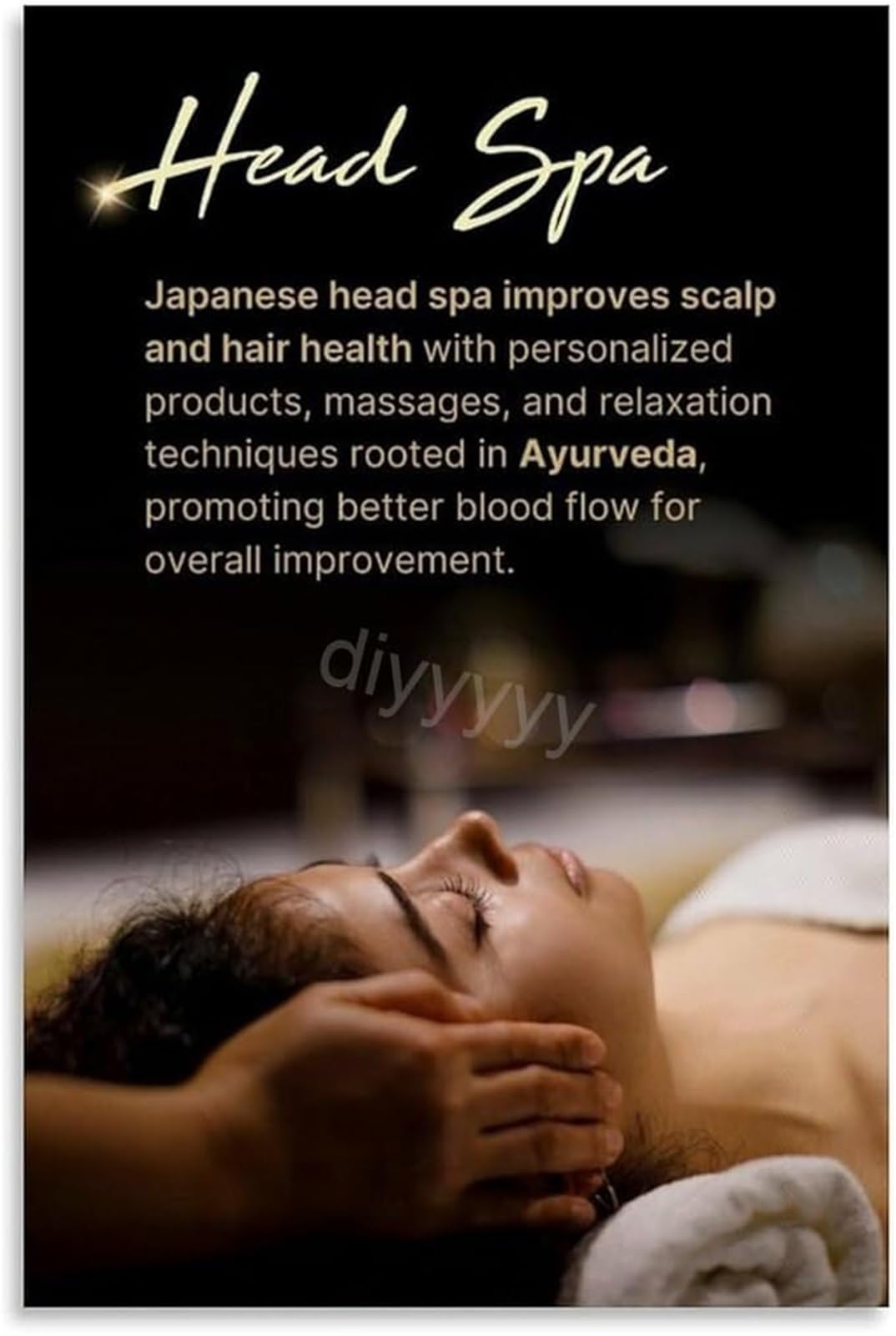 NWPNLXEA Head Spa Beauty Salon for Health Wellness Benefits Educational Canvas Room Decor Unframed,12x18inch(30x45cm)