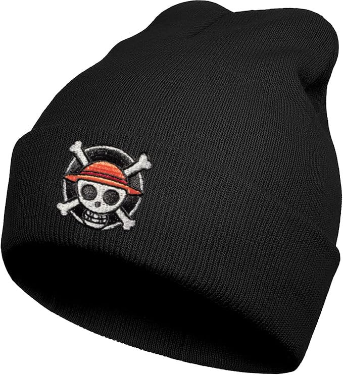 FSJJSOS Anime Beanie Hat Winter Caps for Men and Womens Beanies - Cool Cosplay Skull Skeleton Knit Hat Black (Op Black)