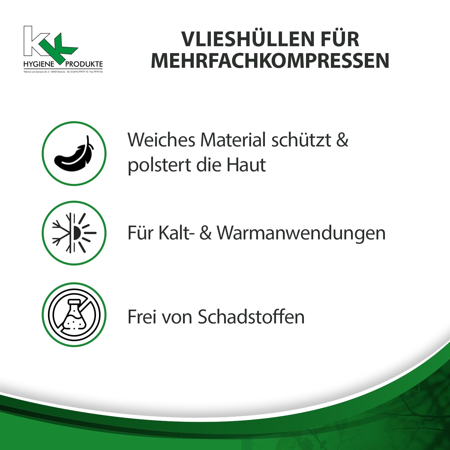 KK 100er Set Vließhüllen für Kühlpacks, 12 x 29 cm, Hüllen für Kalt-Wam-Kompressen zur Behandlung von Schwellungen, Prellungen und Verspannungen, zum Schutz der Haut vor direktem Kontakt