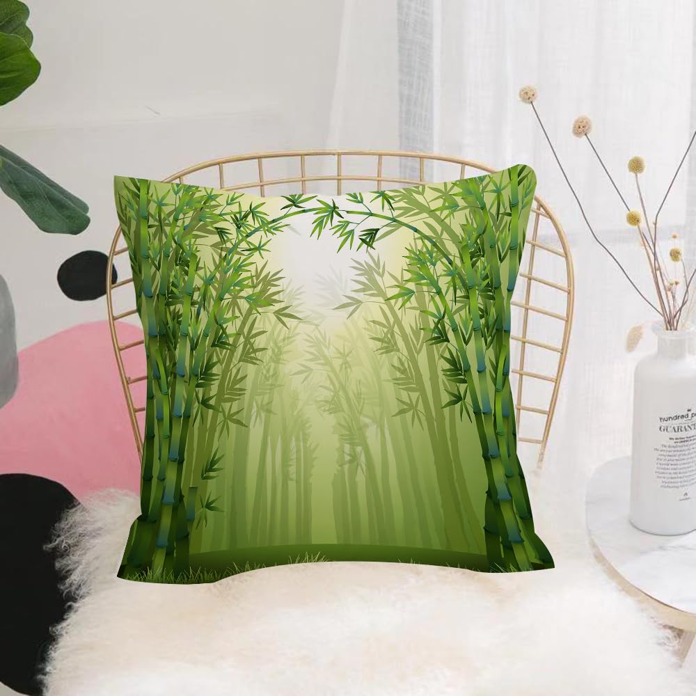HYOSXW Cushion Cover,Throw Pillow Case Home Decorative for Living Room Bedroom Sofa Chair 16X16 Inch,Bamboo, Illustration, Tree, Bamboo, Rainforest, Extreme Nature, Tropical Nature,Pillowcase 40X40cm