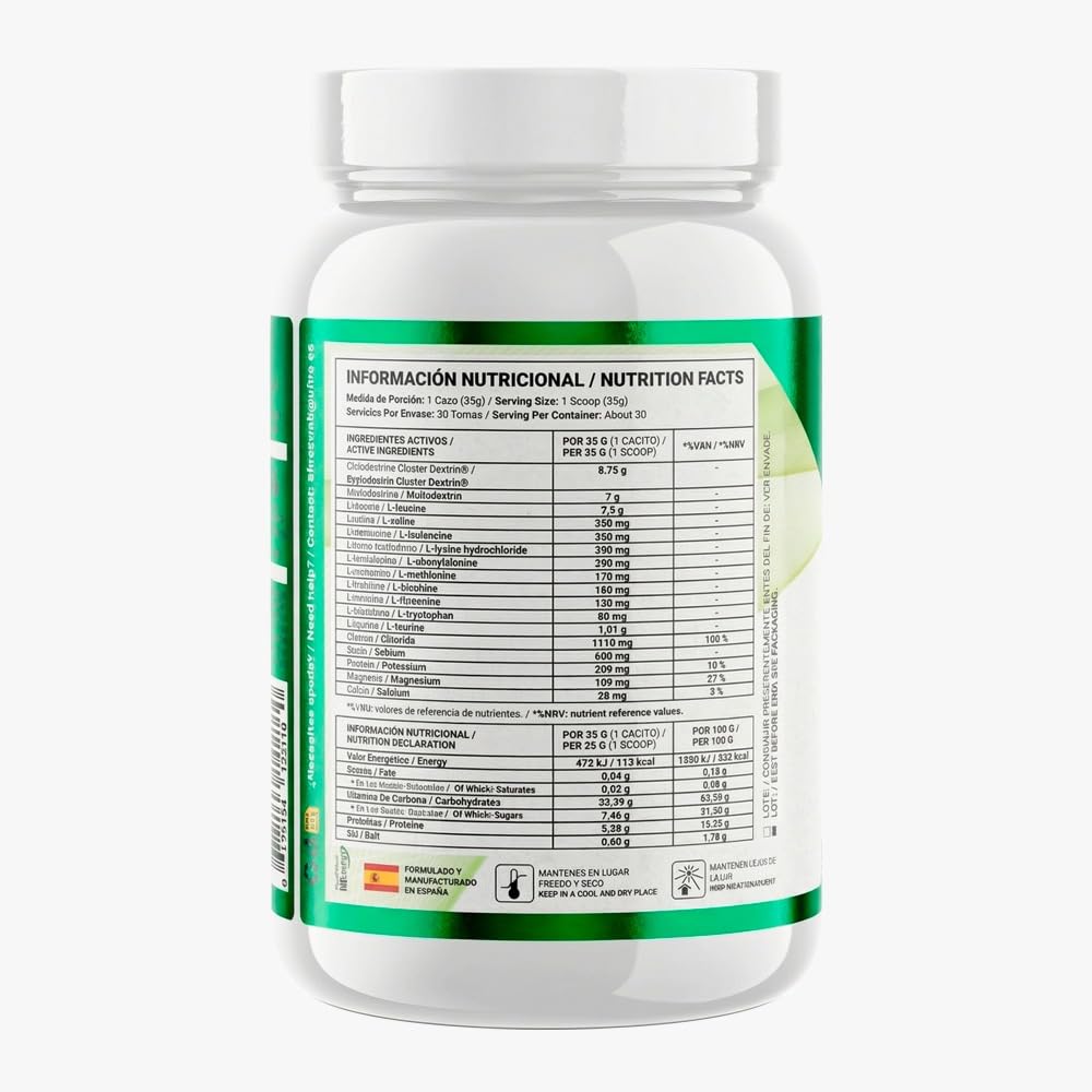 EFNE Intra Entreno Premium 1,05kg Sabor Lima-Limón | Cluster Dextrin + BCAA + Citrulina + Electrolitos | Bebida Intra Workout para Energía Sostenida, Hidratación y Recuperación Muscular | Sin Cafeína