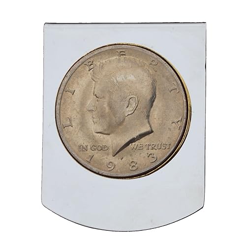 US 1983 Kennedy Half Dollar Stainless Steel Two Tone Large Money Clip NEW - Wide Design