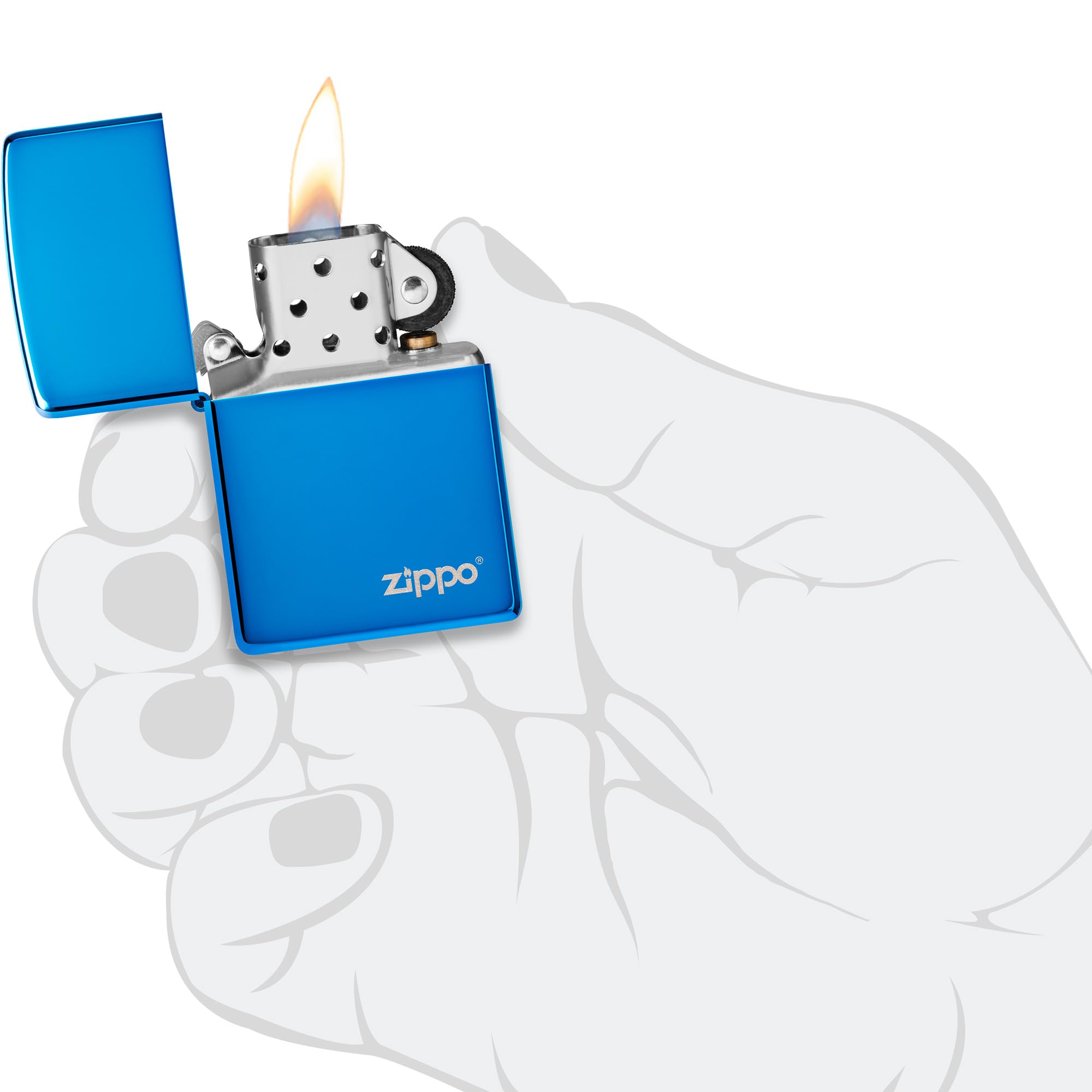 Zippo Zapalniczka Sztormowa, Niebieska o Połysku, Logo, Grawer Laserowy, Model Podstawowy, do Napełniania, Wielokrotnego Użytku, Odporna na Wiatr, Pudełko Prezentowe, Wyprod. w USA