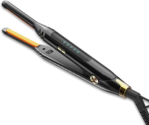 Miniatura 7 de Plancha plana pequeña de 3/10'' de lápiz para cabello corto, corte de duendecillo y flequillo, alisador de pelo delgado para las puntas con pantalla