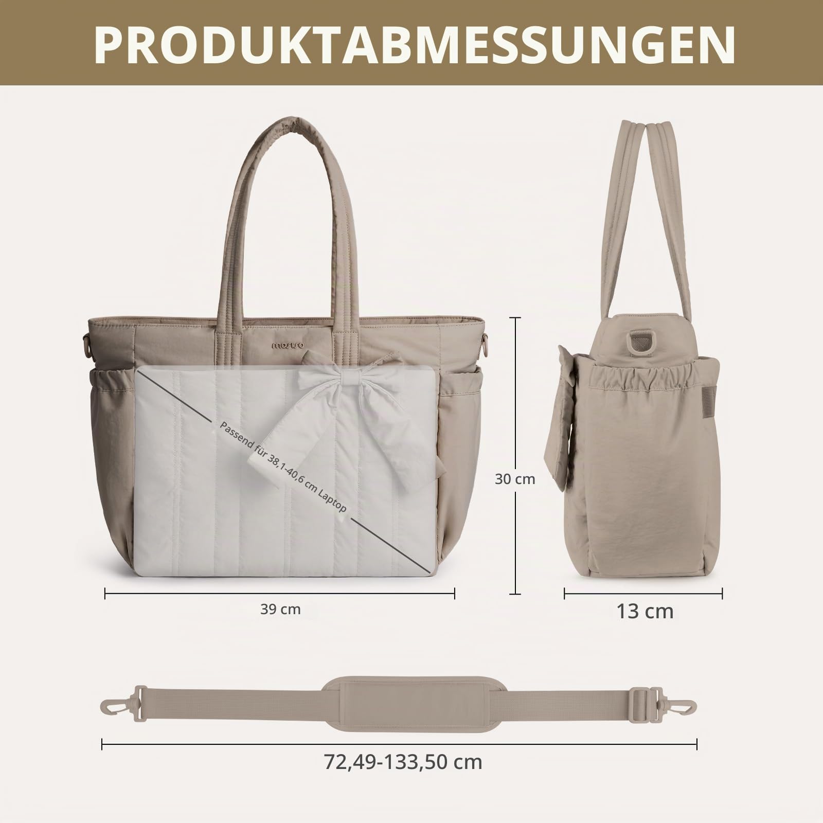 MOSISO Handtasche Damen Groß, 15,6 Zoll Leichte Arbeitstasche Laptoptasche