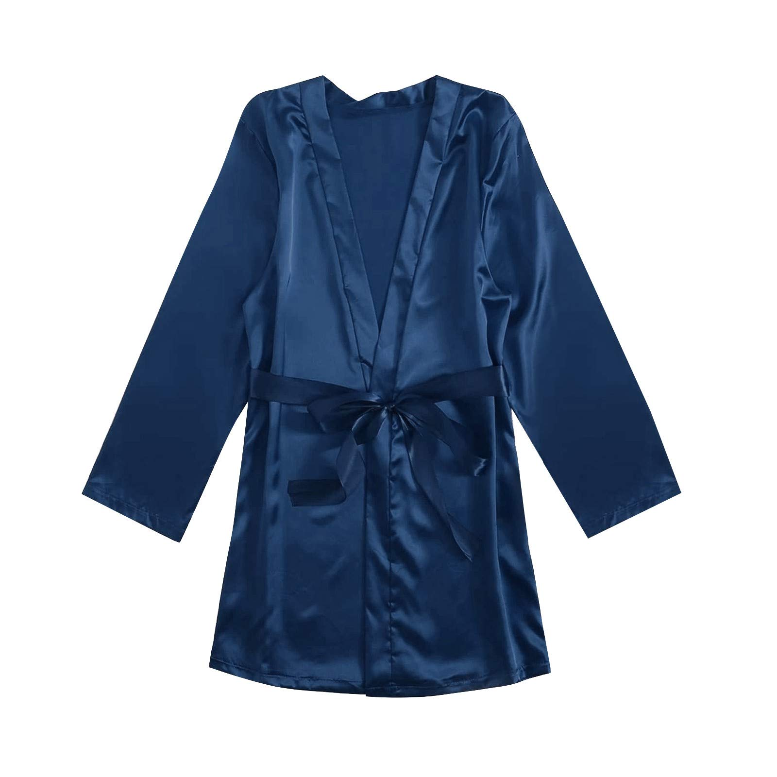 Womens Satin Short Kimono Robe Silky Bathrobe Bride Bridesmaids Getting Ready Sleepwear Soft Nightgown Nightdress