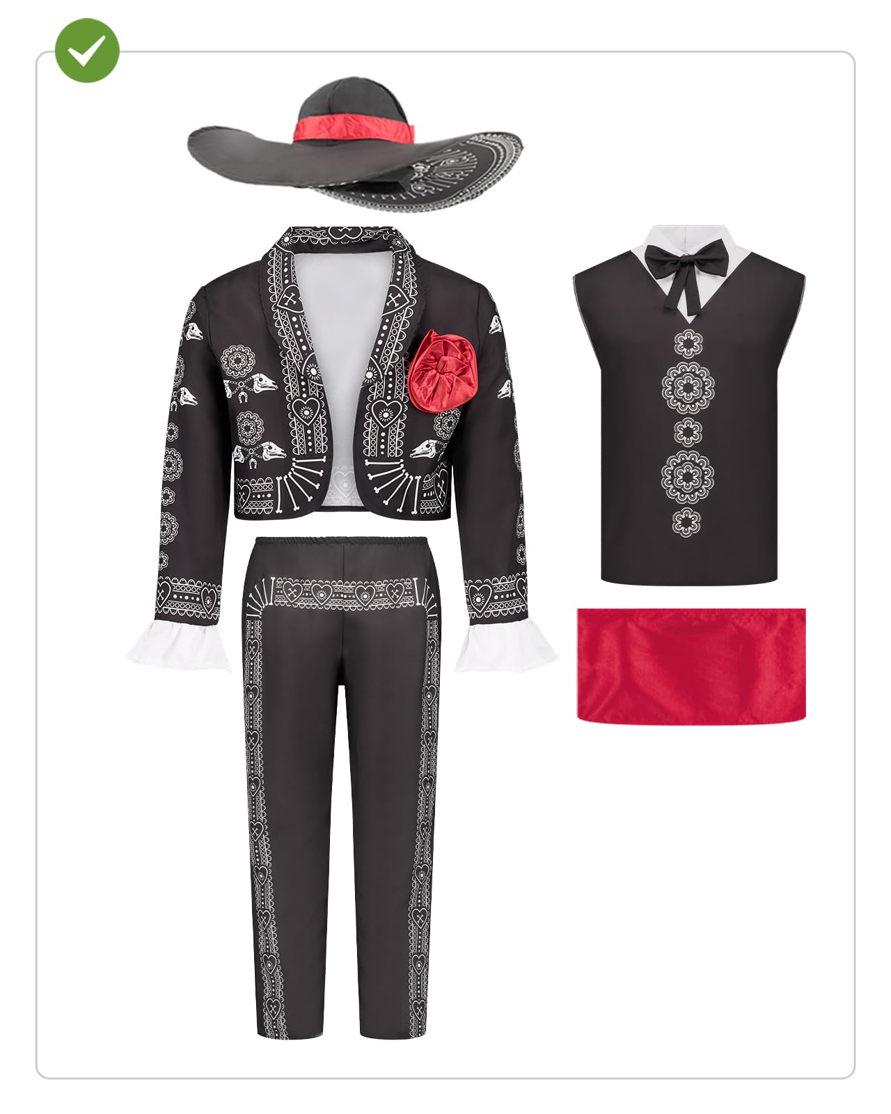 Funidelia Disfraz de Mariachi para Hombre con sombrero, Traje de Día de los Muertos Catrina para adulto, Disfraces de Halloween y Carnaval – Talla M