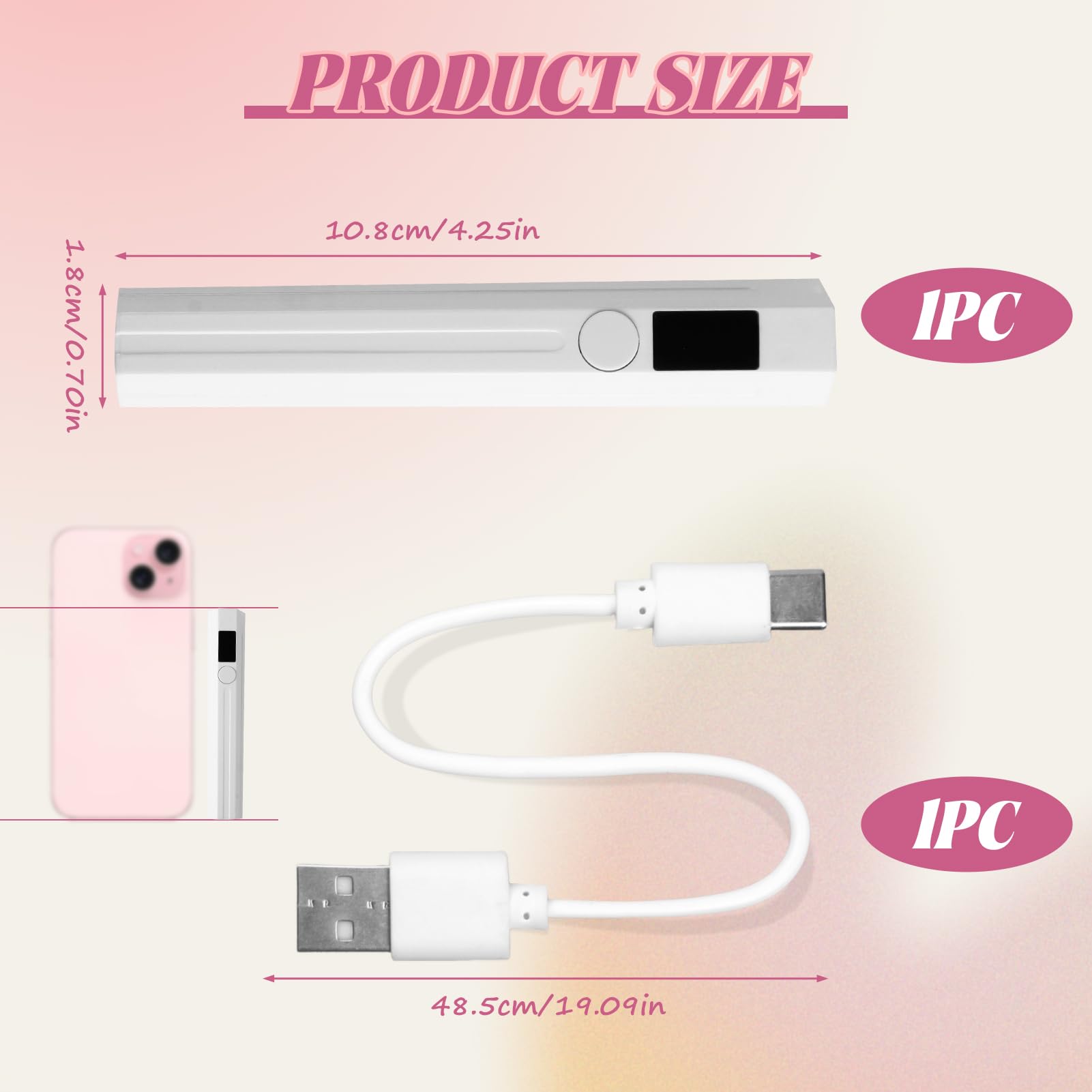 UV Nail Lamp Handheld UV Light Nail Dryer Curing Portable USB Rechargeable Led Mini Nail Lamps Quick Drying 3W Flash Cure Nail Dryer with LED Screen Mothering Sunday Gift for Women DIY at Home Travel - Image 2