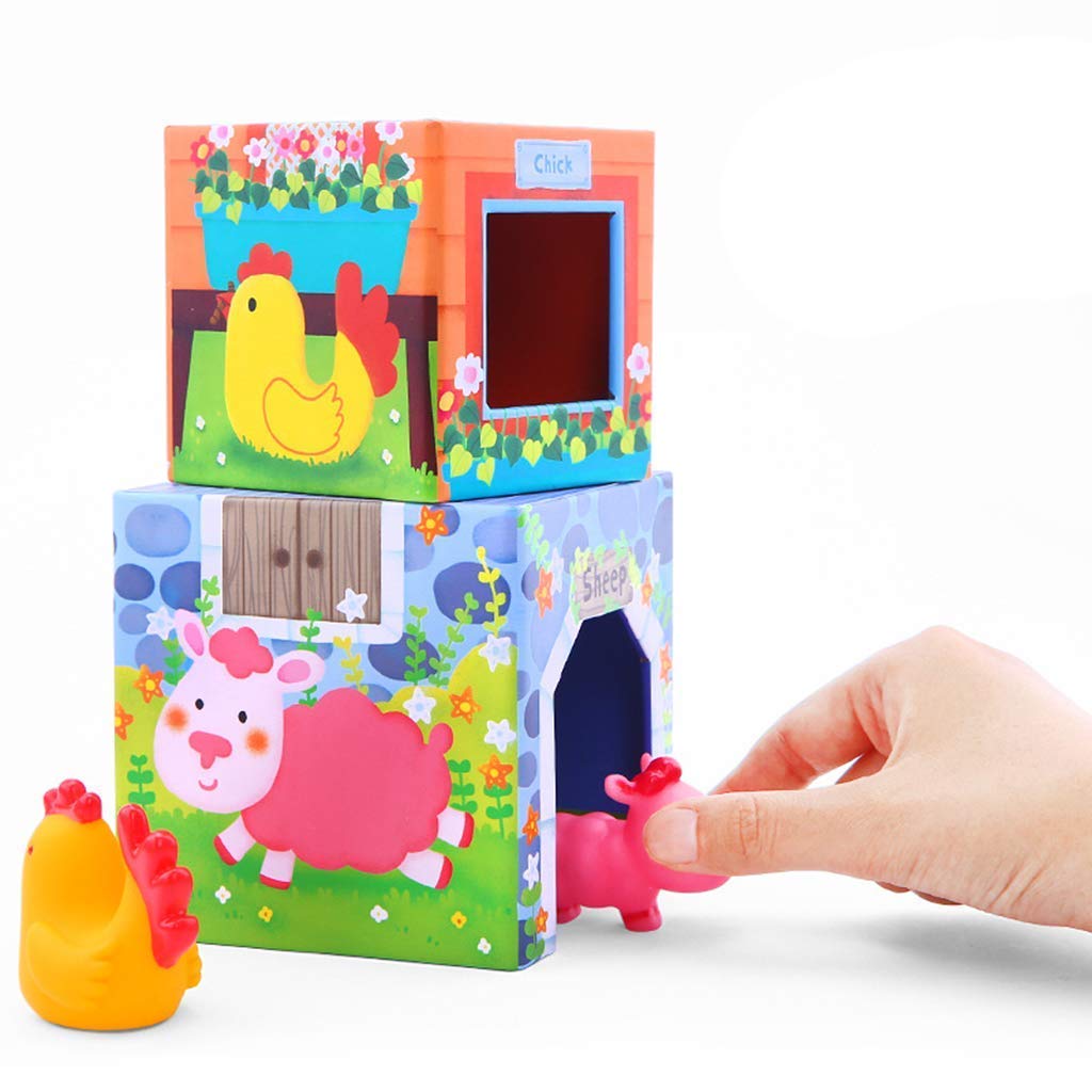 Lote de 12 bloques de madera de colores para niños, apilables
