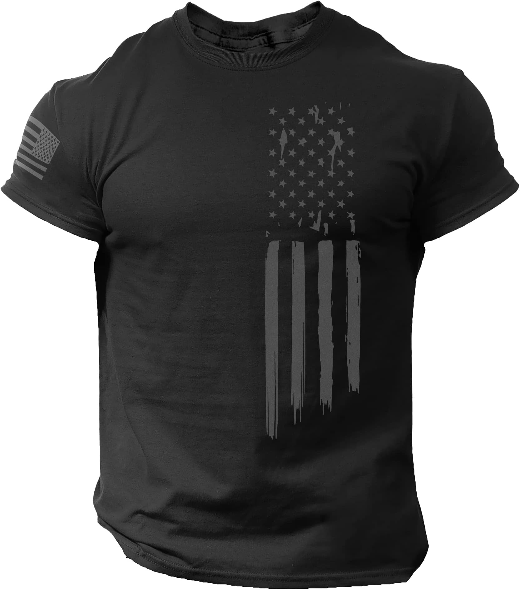 American Flag USA Patriotic T Shirt for Man - Fashion Tee (Black, Medium)