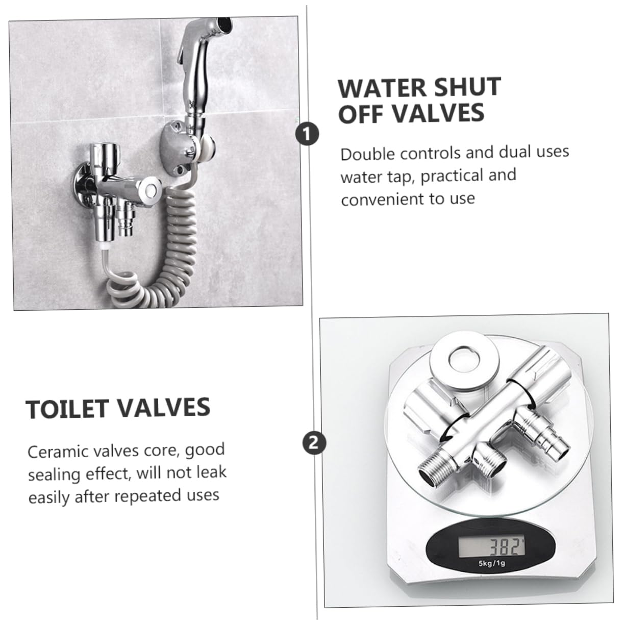 Valvola Doppio Rubinetto per Lavatrice in Acciaio Inox Argento | Uso Domestico in Bagno, per Lavatrice e Lavastoviglie, Design Semplice Lavorazione Professionale